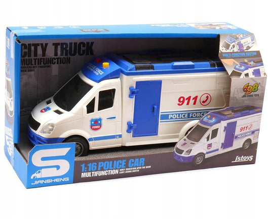 Inertia police car with lights, sounds and door opening