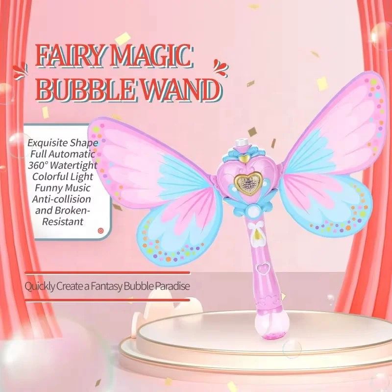 Fully automatic bubble magic wand with wings