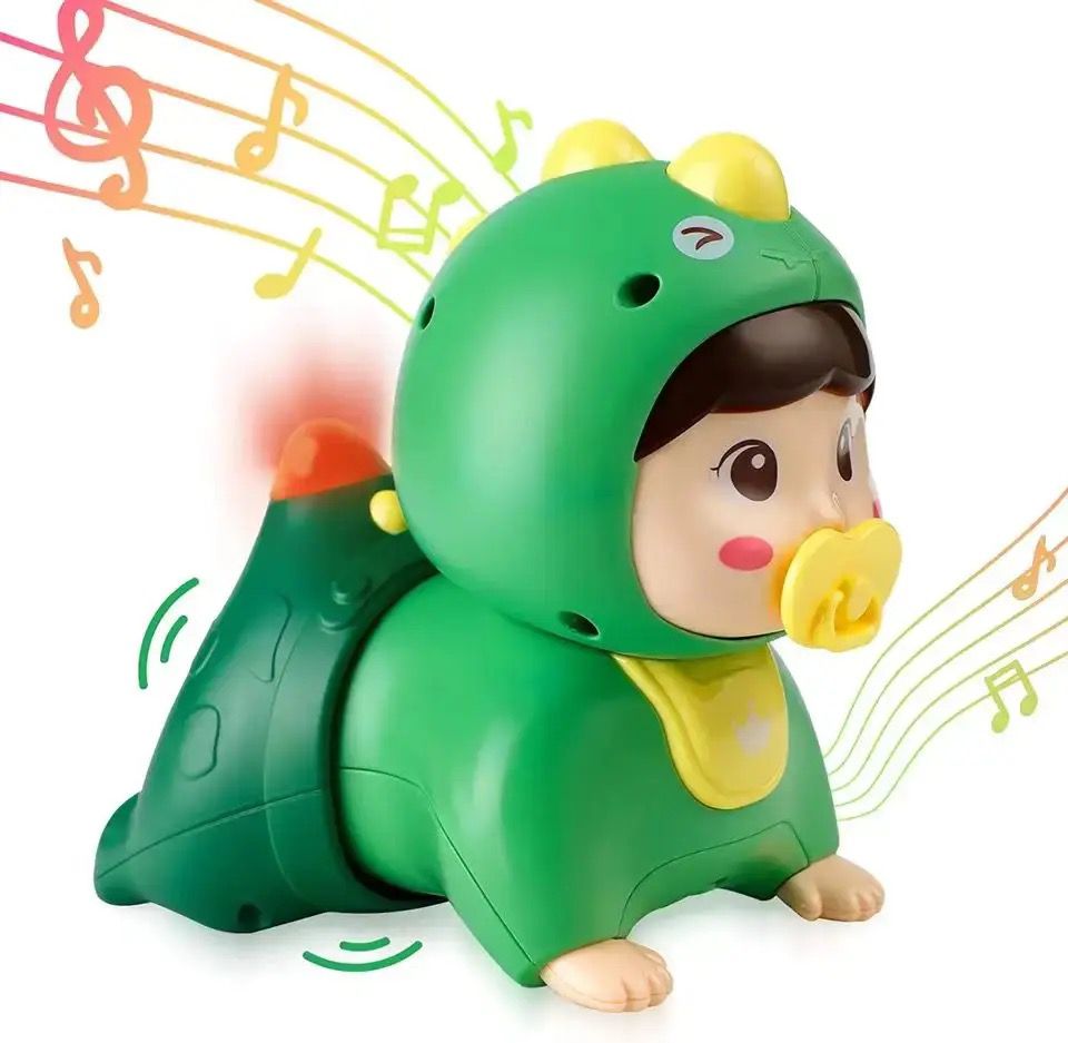 Educational sound and light electric crawling doll (green)