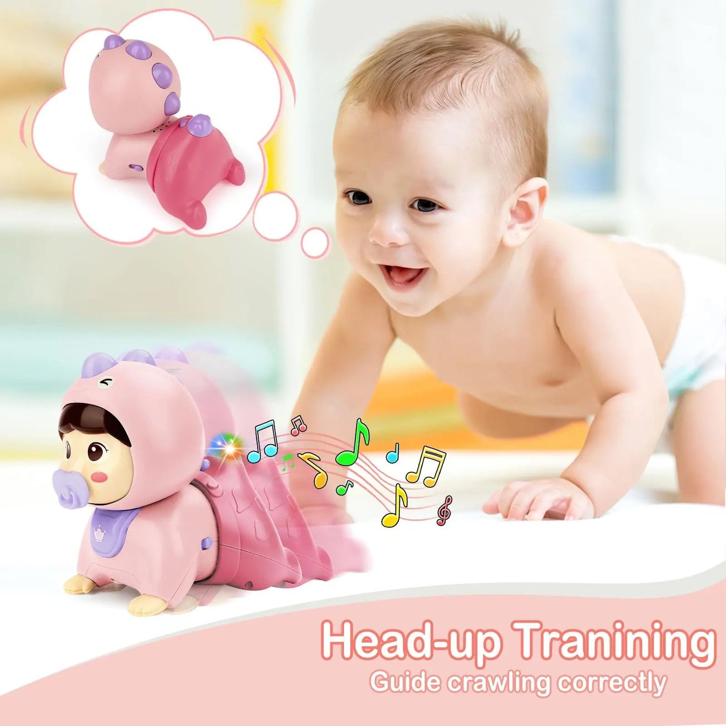 Educational sound and light electric crawling doll (pink)