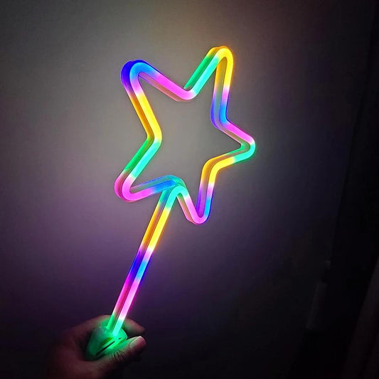 Rainbow Five-pointed star neon solid color flash stick
