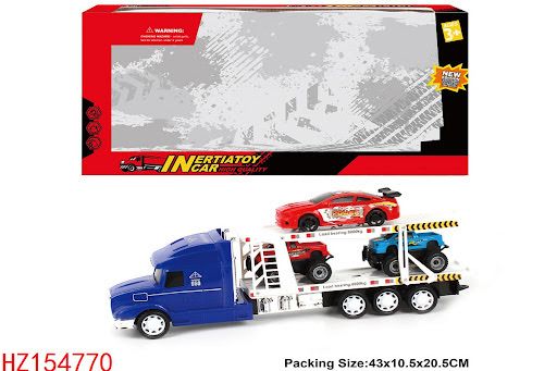 Inertia tractor unit towing 2 pickup trucks + 1 race car