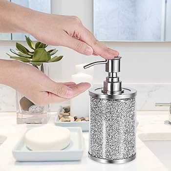 Soap Dispenser Dimond Mirrored crushed crystal (Silver)
