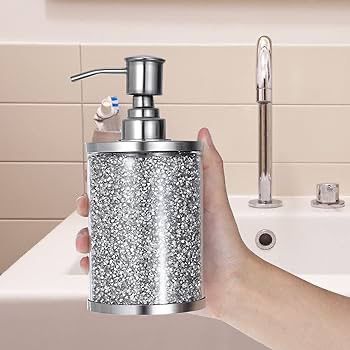 Soap Dispenser Dimond Mirrored crushed crystal (Silver)