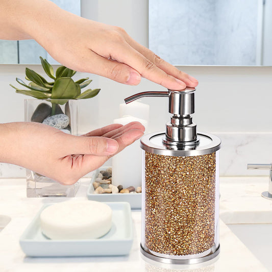 Soap Dispenser Dimond Mirrored crushed crystal (gold)