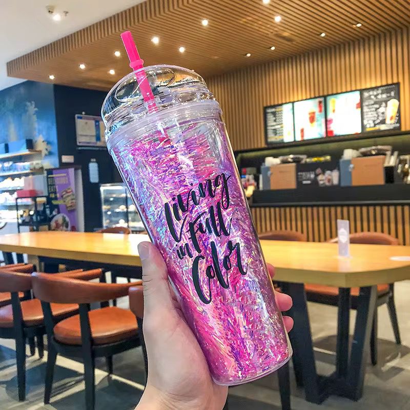 650ML Plastic Flip Cap Printed + Silk Floral Design