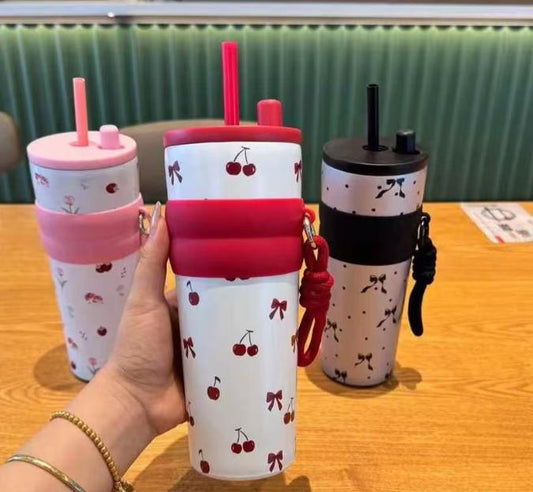 710ml insulated water bottle with straw