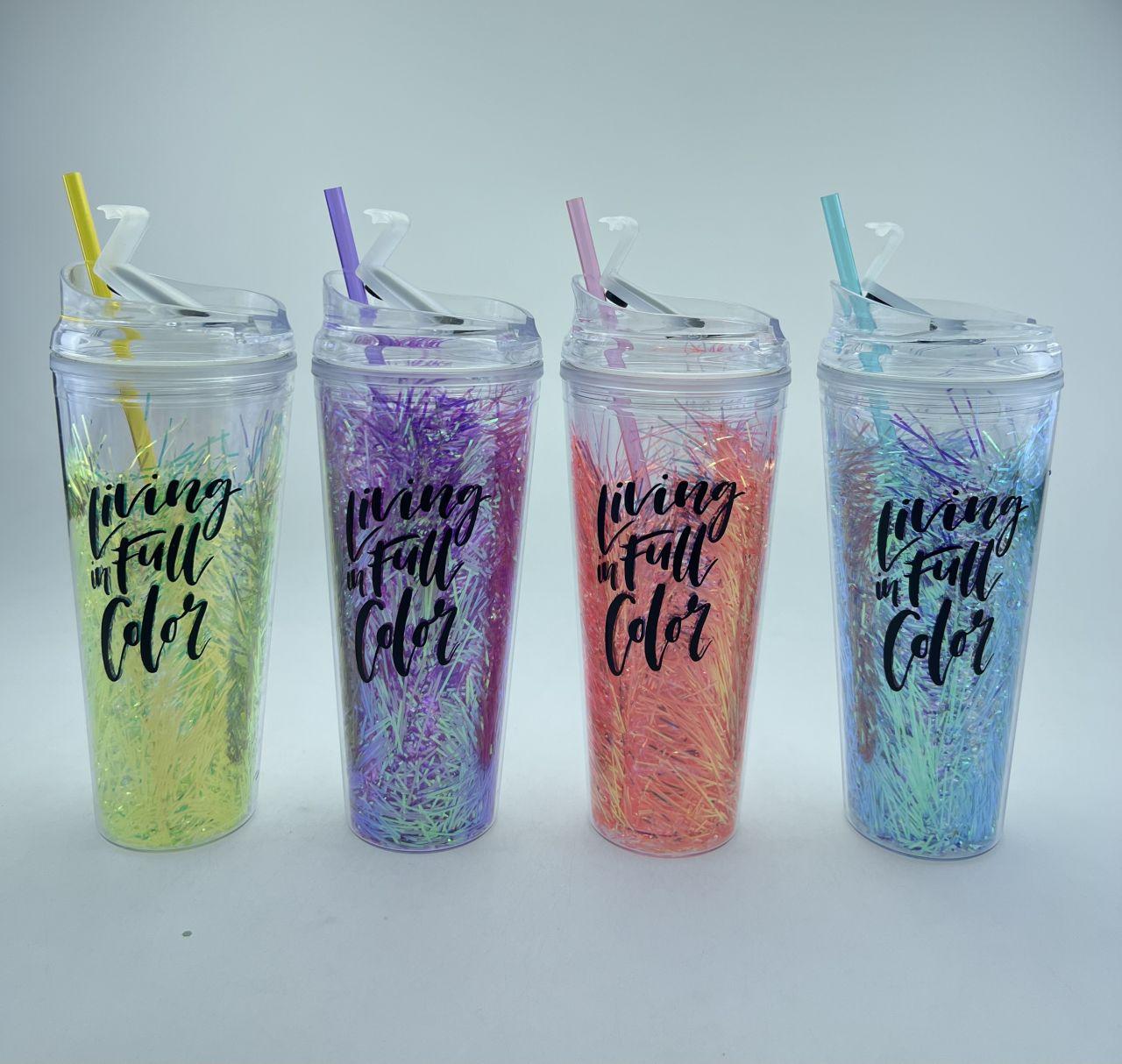 650ML Plastic Flip Cap Printed + Silk Floral Design