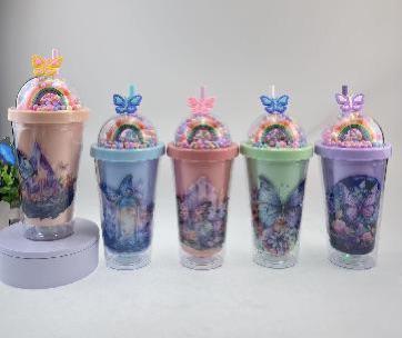 16oz 450ml Double-layer rainbow cap + foam ball PVC