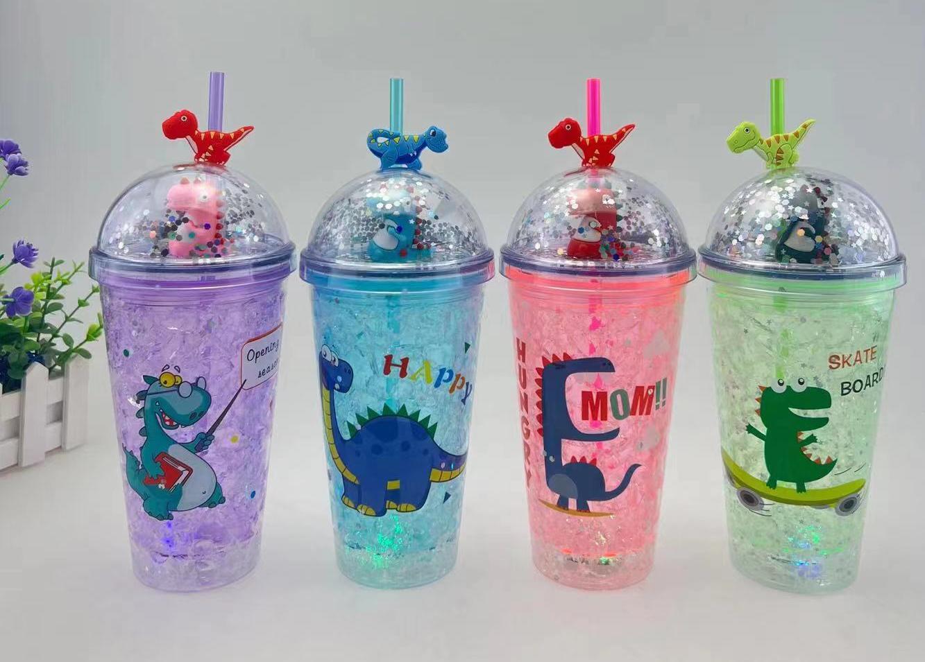 16oz 450ml Double lid + sequins + plush toy PVC + gel