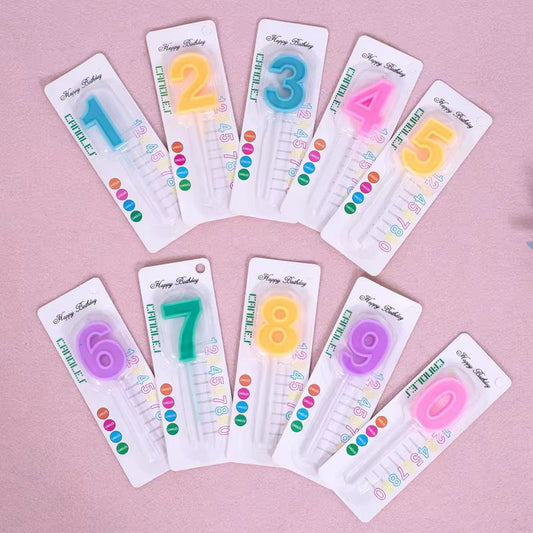 20pcs Gold-edged number candles, mixed colors, numbers 0-9 mixed.