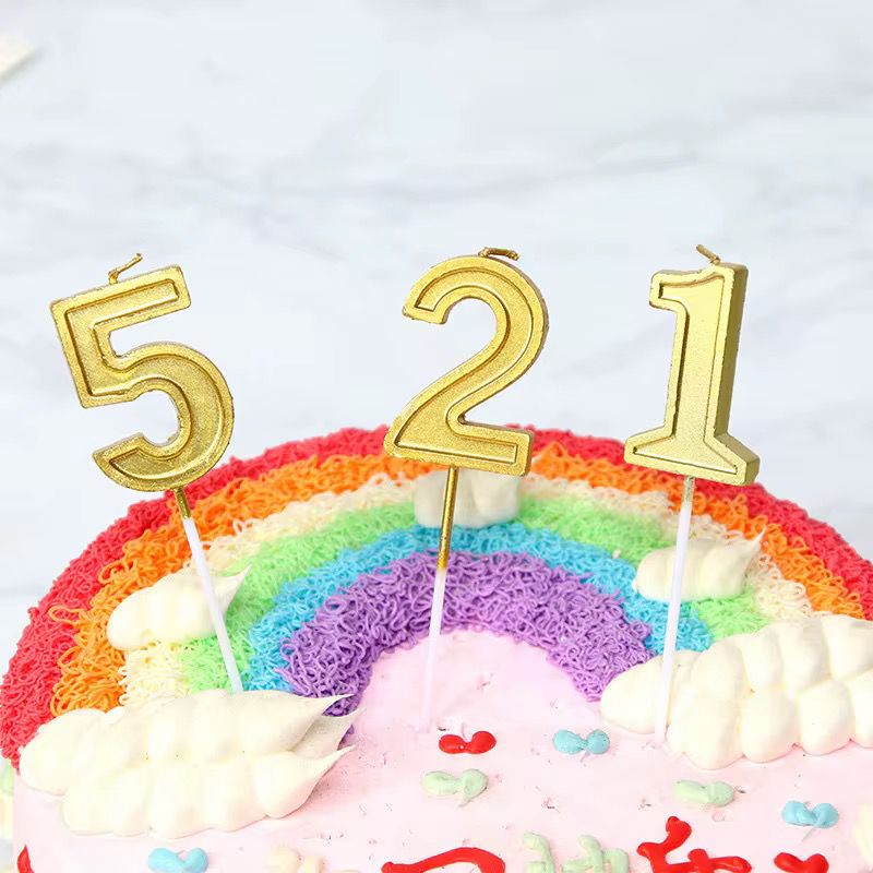 20pc Gold-plated number candles, mixed colors, numbers 0-9 mixed.