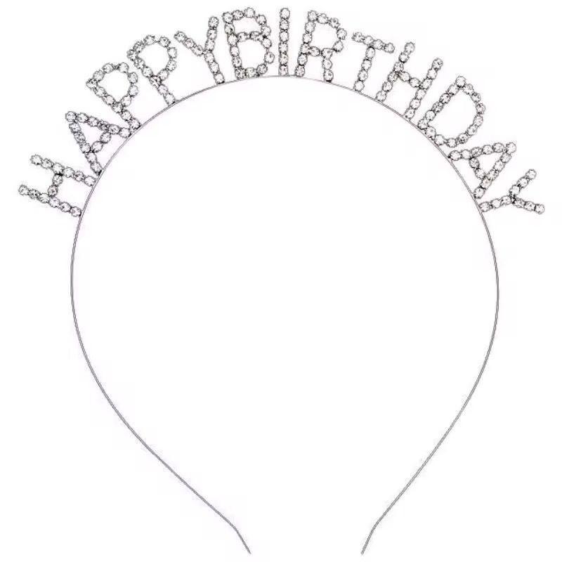 12pcs Gold and silver glitter English birthday shoulder strap + hair clip