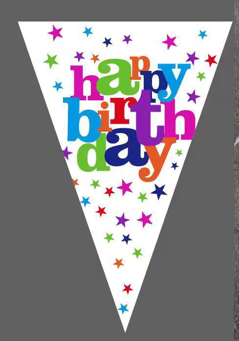 12pack English birthday pennant mix