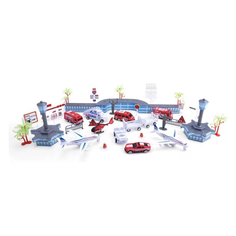 Airplane kit with plastic police car (39 pieces)