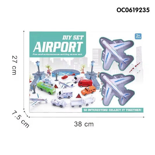 Airplane kit with plastic police car (39 pieces)