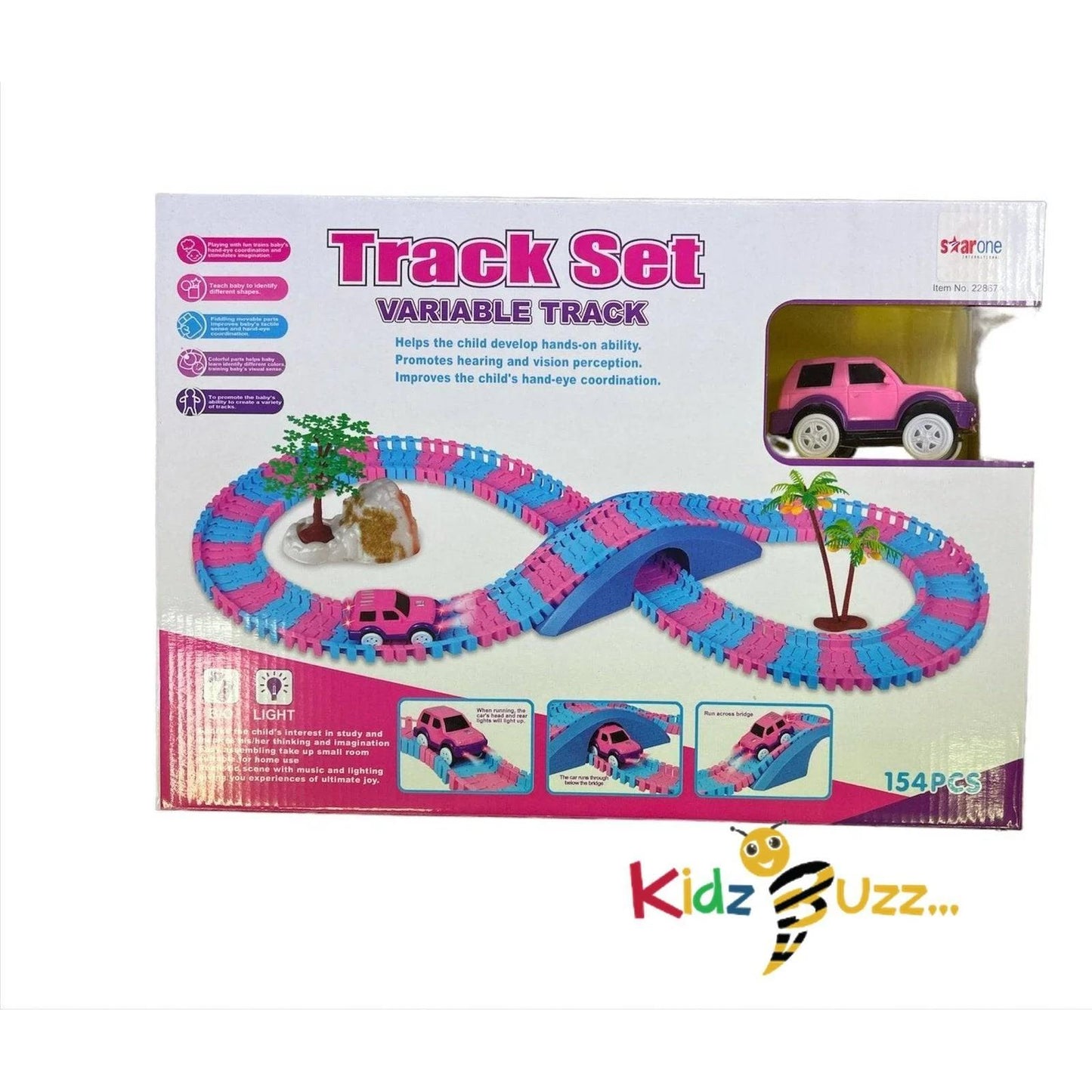 Electric building block track car (pink version)