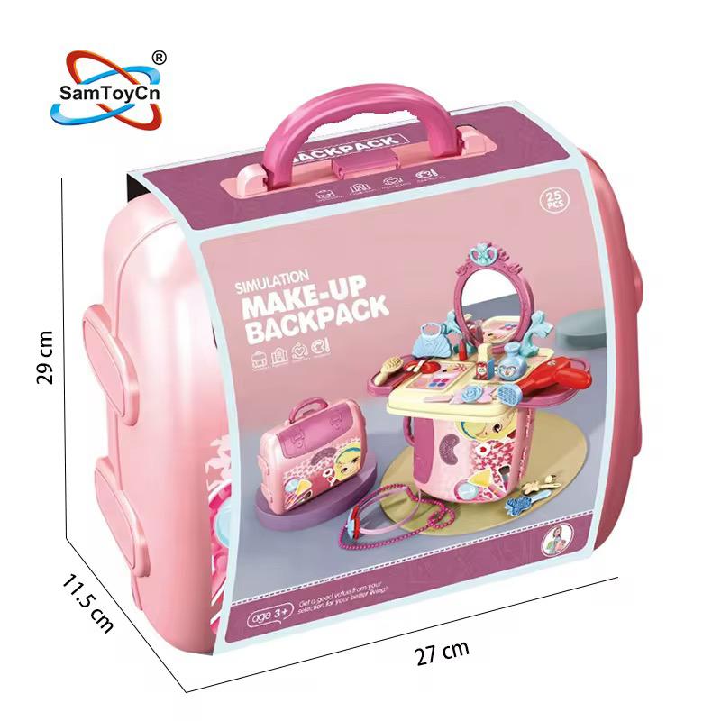 Children's Educational Backpack Schoolbag Baby Pretend Play Toy Dressing Table Set