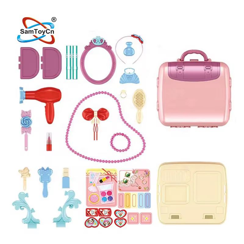 Children's Educational Backpack Schoolbag Baby Pretend Play Toy Dressing Table Set