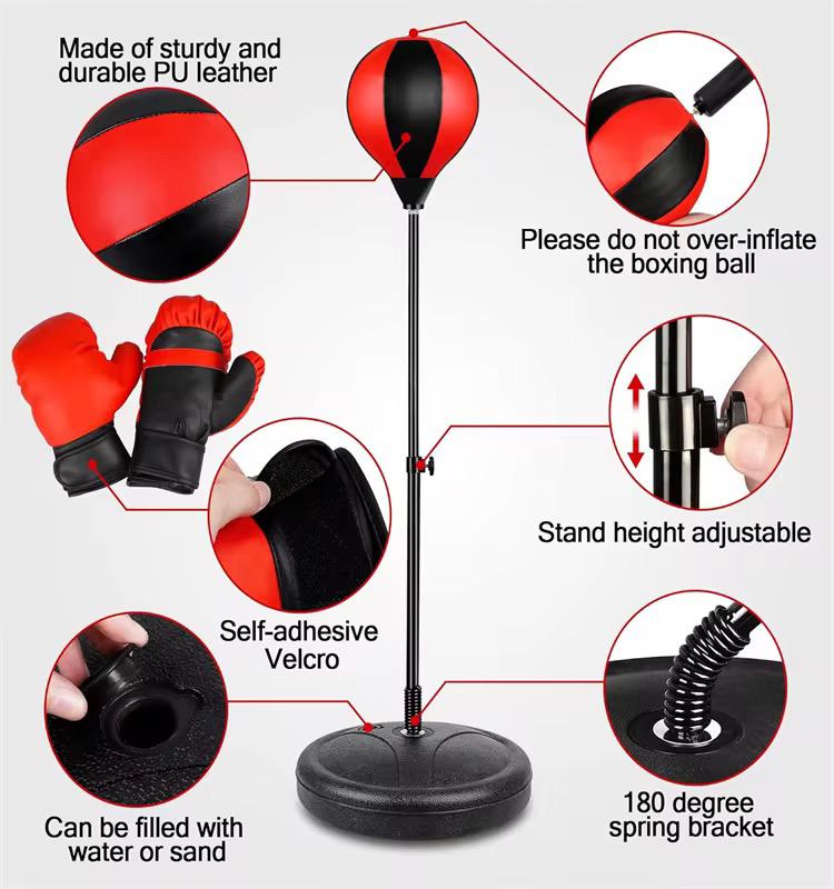 Foot pedal speed ball long tube + 22cm ball and a set of gloves
