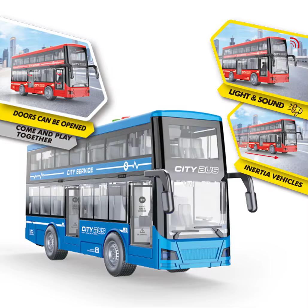 1:16 City Double-Decker Bus: Inertia, Lights, Sound, Door Opening