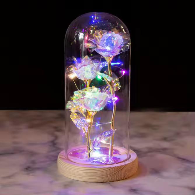 3pcs Light Up Rose In a Glass Dome
