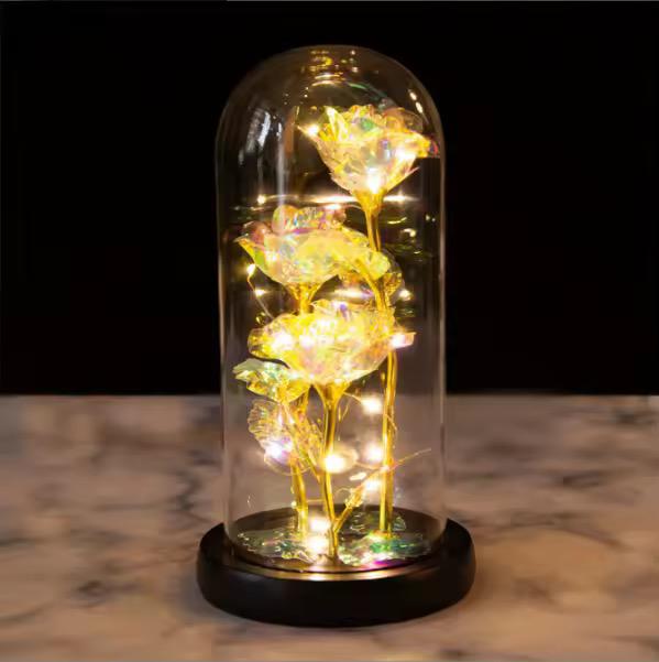 3pcs Light Up Rose In a Glass Dome
