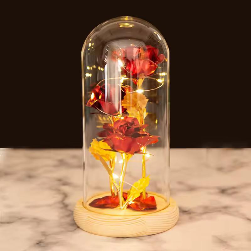 3pcs Light Up Rose In a Glass Dome