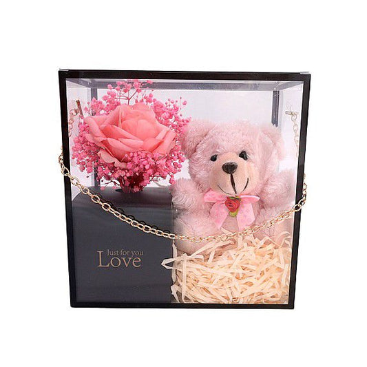 4pcs Gift set with artificial flower and bear