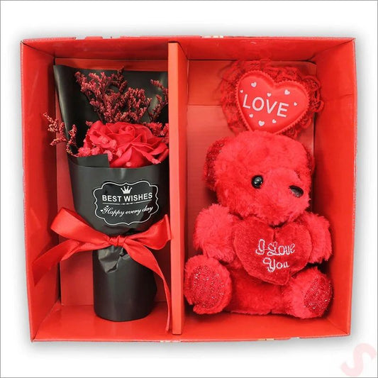 Gift set Rose Artificial Flower with a Bear