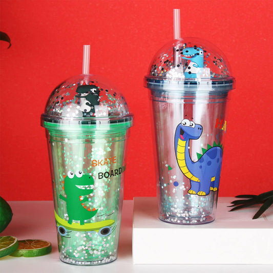 16oz 450ml Double lid + sequins + plush toy PVC + sequins Solid color inner liner