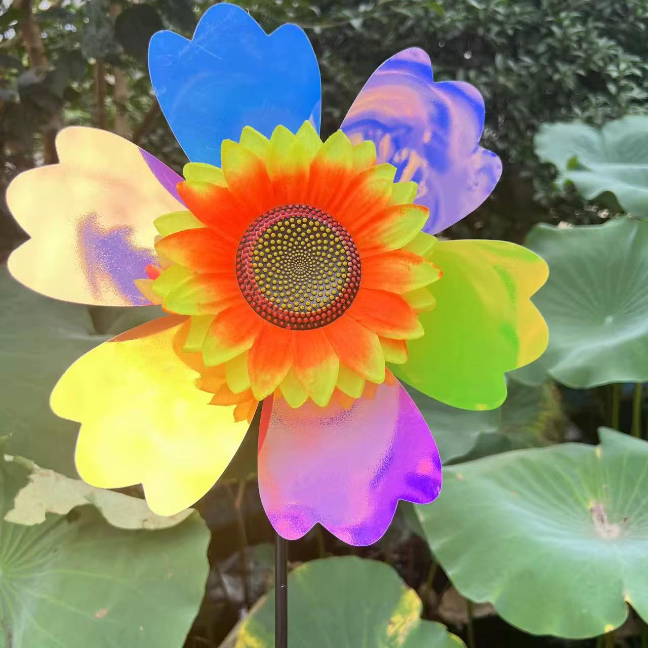 32cm Miniature Rainbow + Sunflower windmill