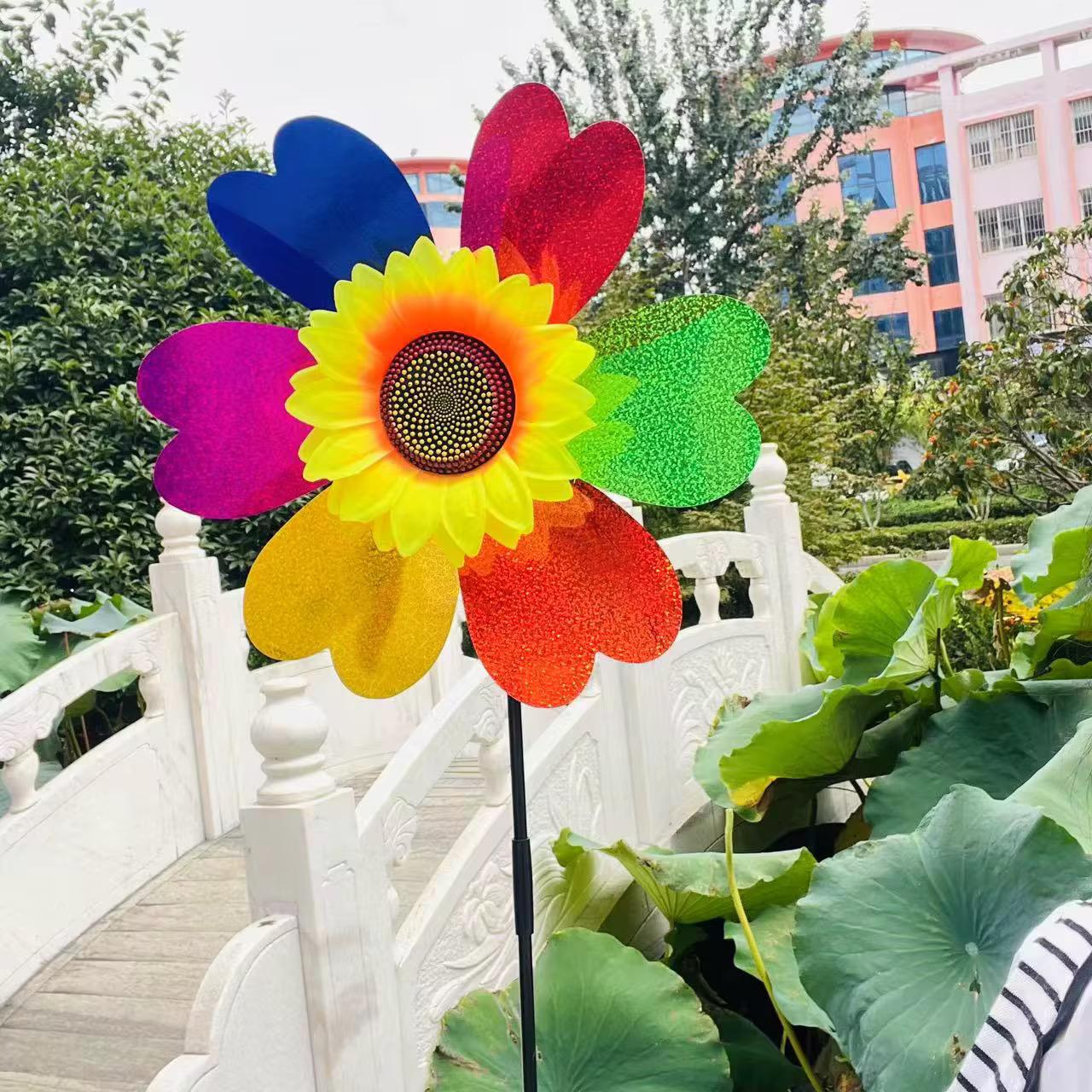 32cm Miniature Rainbow + Sunflower windmill
