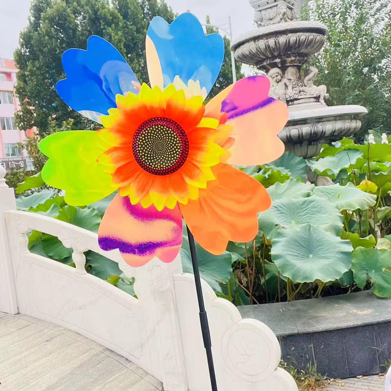 32cm Miniature Rainbow + Sunflower windmill
