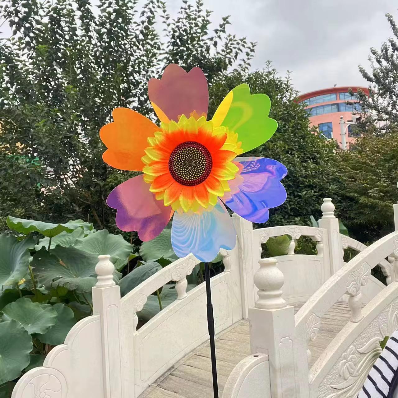 32cm Miniature Rainbow + Sunflower windmill