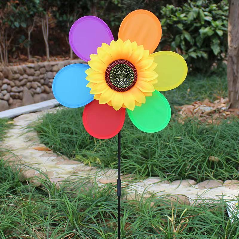 32cm Miniature Rainbow + Sunflower windmill