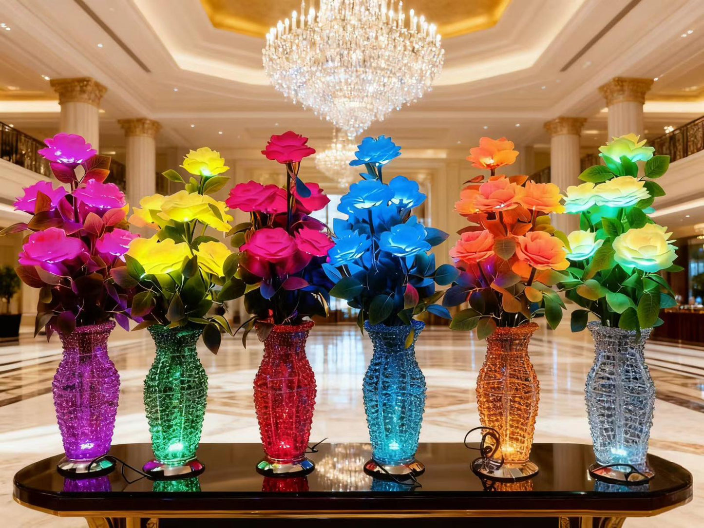 Decorative table lamp flower-like design    70cm light