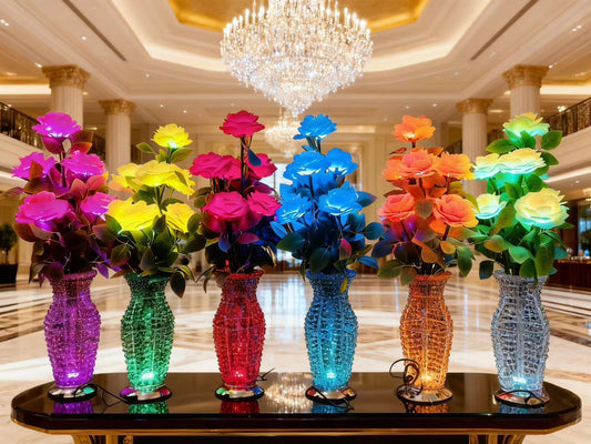 Decorative table lamp flower-like design    70cm light