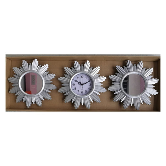 3 Piece Sunburst Mirror Wall Clock Set – wall clock, wholesale
