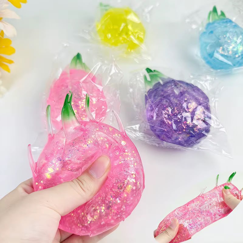 12pcs Sugar Glitter Squishy Dragon fruits