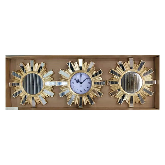 3 Piece Sunburst Mirror Wall Clock Set – wall clock, wholesale