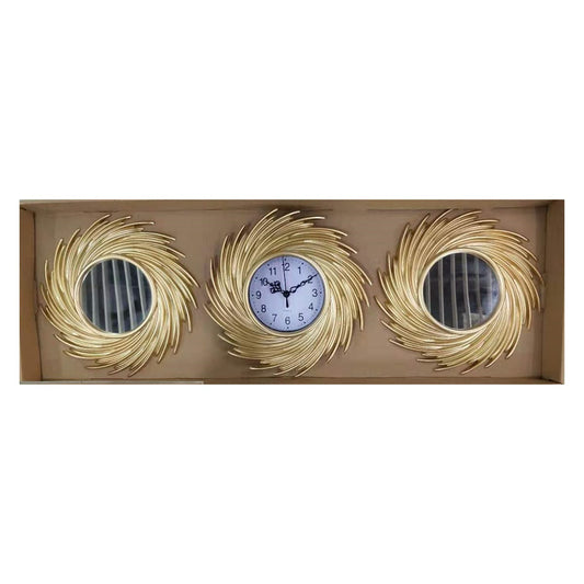 3 Piece Sunburst Mirror Wall Clock Set – wall clock, wholesale