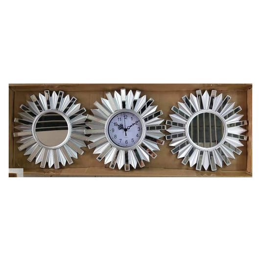 3 Piece Sunburst Mirror Wall Clock Set – wall clock, wholesale