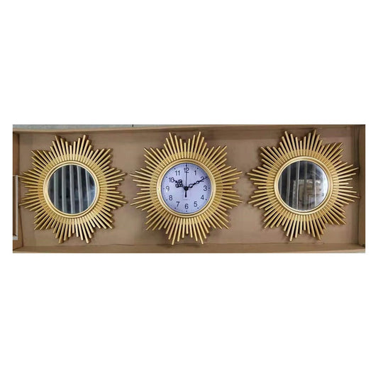 3 Piece Sunburst Mirror Wall Clock Set – wall clock, wholesale