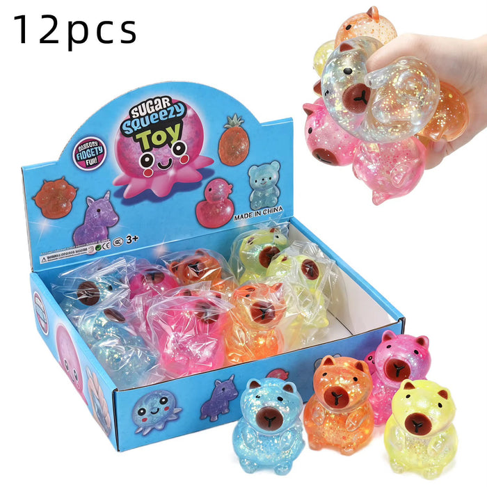 Glitter Capybara Squishy Toys - 12 Pack Display Box – squishy toy, wholesale