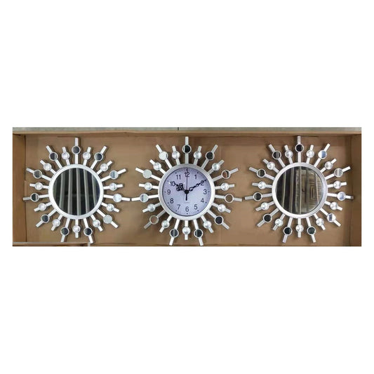 3 Piece Sunburst Mirror Wall Clock Set – wall clock, wholesale