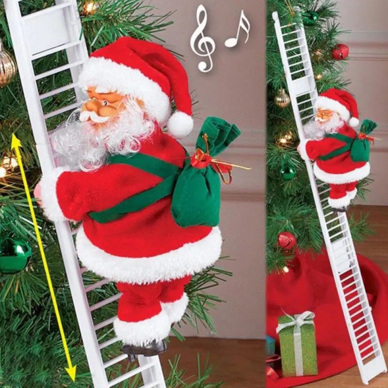 white ladder santa light and music