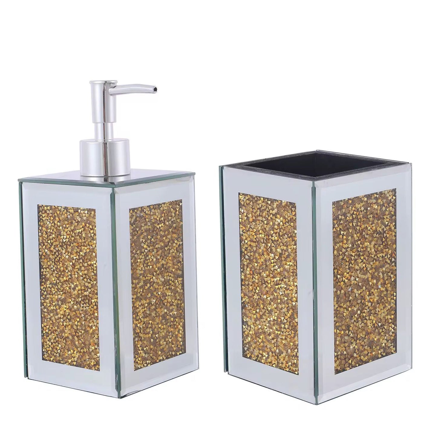 Soap Dispenser Dimond Mirrored crushed crystal (gold)