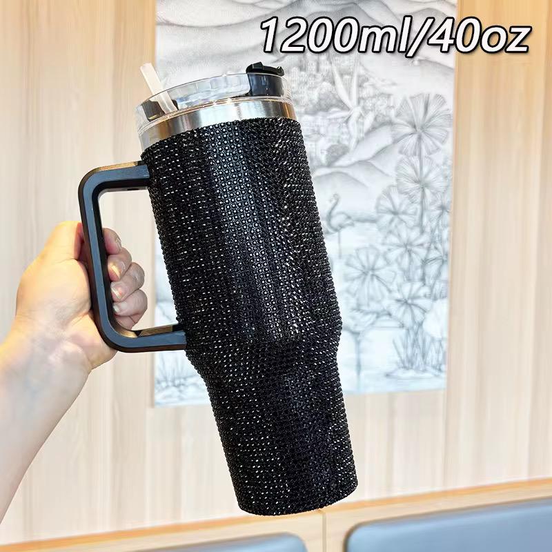 1200ml Rhinestone-Embellished Thermos Mug