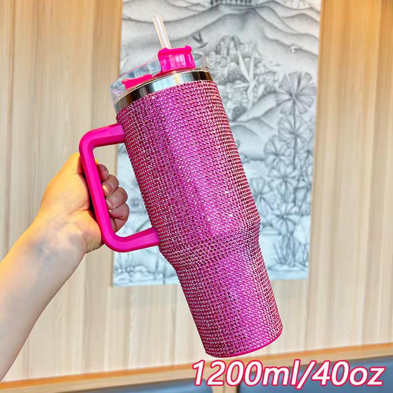 1200ml Rhinestone-Embellished Thermos Mug